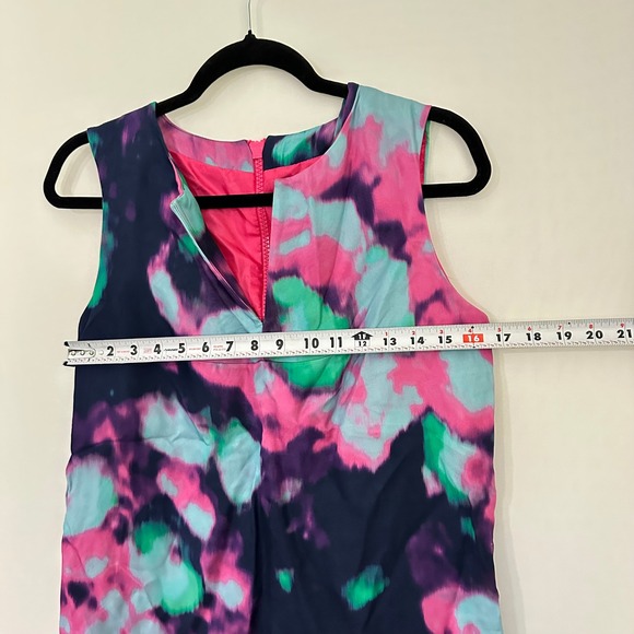 Kate Spade Sleeveless Dress Tye Dye Watercolor Print V Neck Back Zip Size 8 - Picture 8 of 12